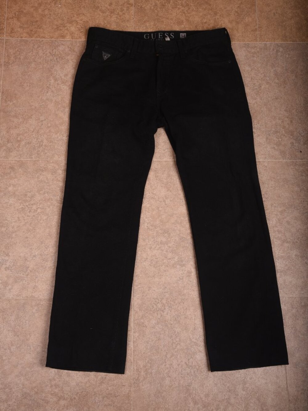 GUESS Men's Straight Leg Black Jeans - Size 34